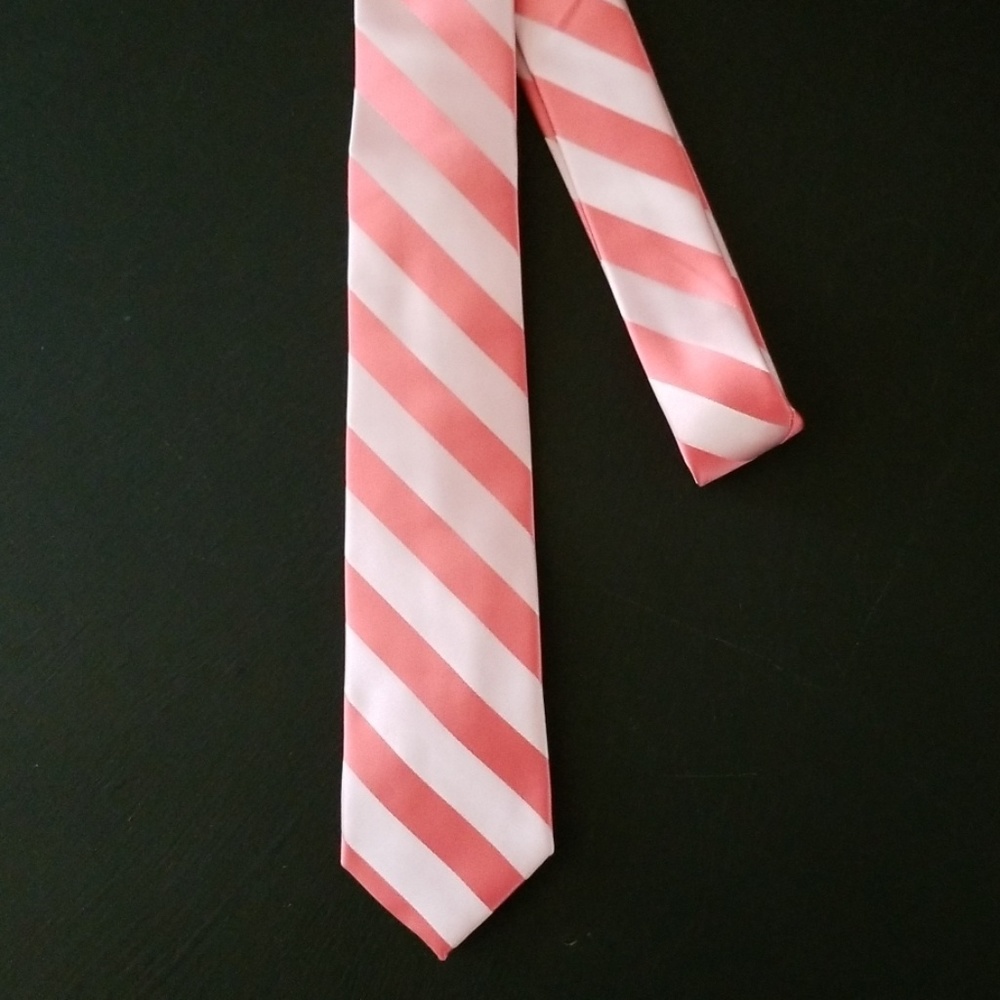 NEW! Coral Stripe Skinny Tie